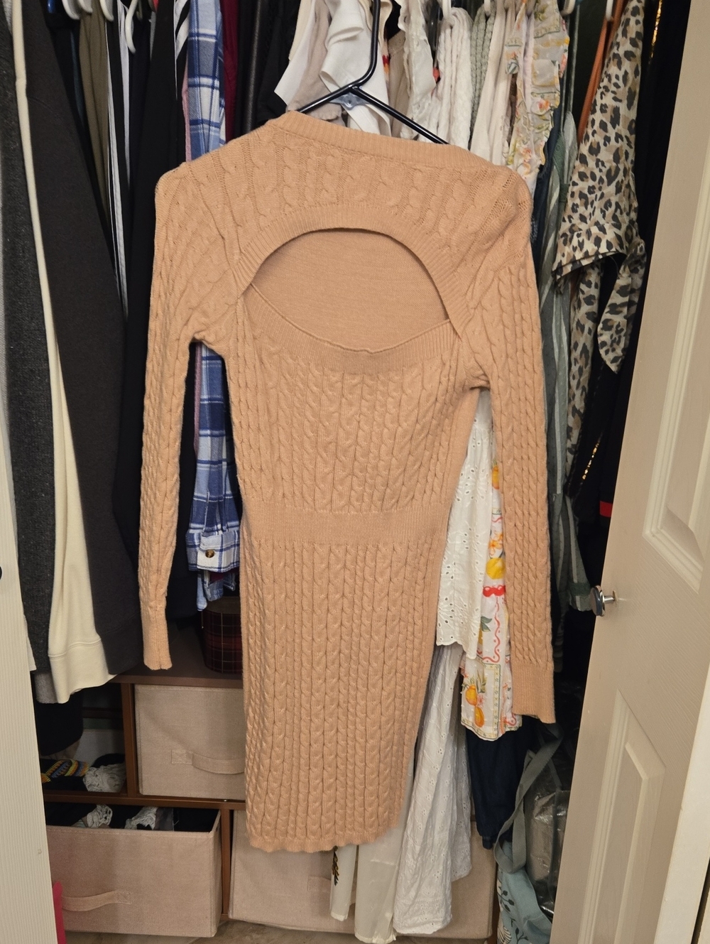 Zara Beige Cut Out Sweater Dress